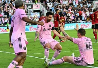Lionel Messi's instant impact in the United States continued on Tuesday as he scored twice in Inter Miami's 4-0 victory over Atlanta United, firing his team into the knockout rounds of the Leagues Cup.