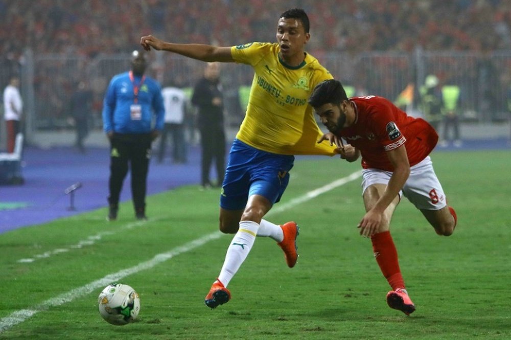 Ricardo Nascimento (L) scored first for Mamelodi Sundowns against Orlando Pirates. AFP