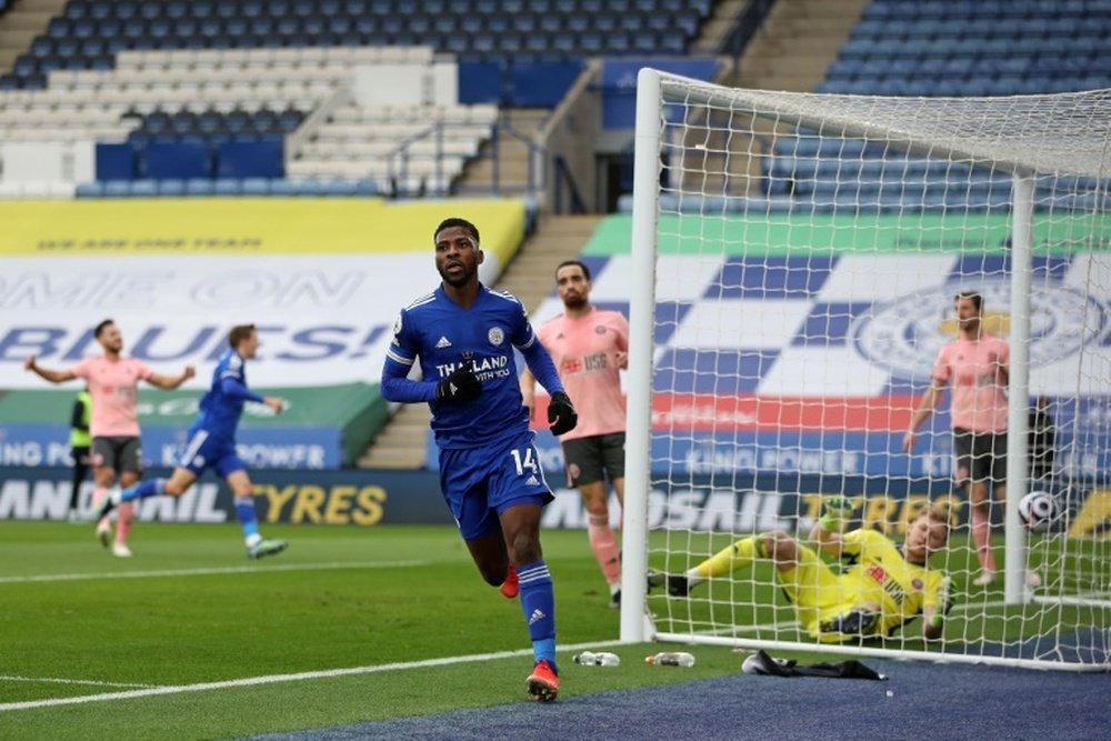Kelechi Iheanacho got a hat-trick for Leicester in a 5-0 win v Sheff Utd. AFP