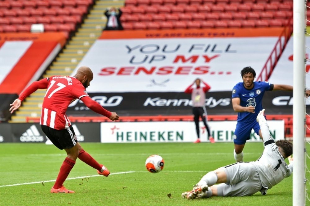 David McGoldrick got a brace in Sheffield United's 3-0 win over Chelsea. AFP