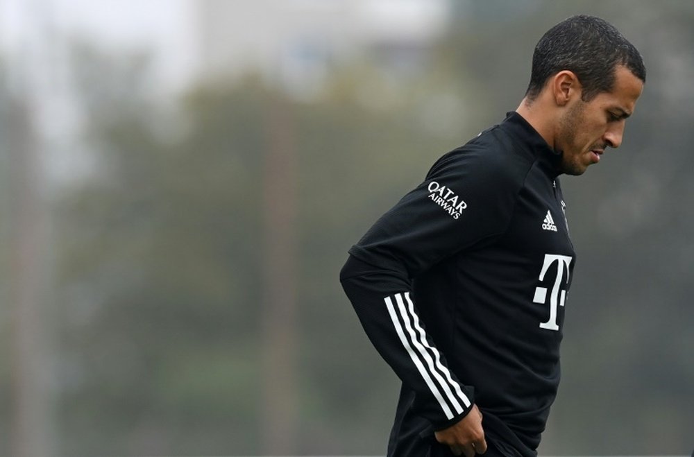 Thiago Alcantara attended Bayern's training session on Friday. AFP
