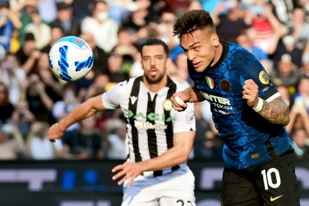 Lautaro Martinez headed in the decisive goal, his 17th in Serie A this season. AFP