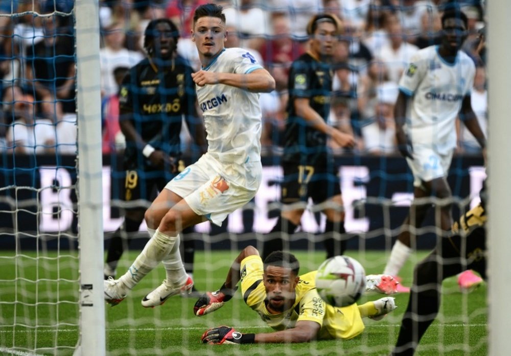 Vitinha (C) ensured Marseille got their Ligue 1 campaign off to a winning start. AFP
