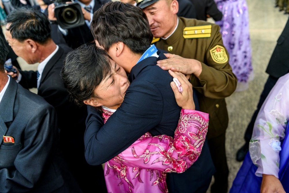 North Korea's young women's football team returned home after their 1-0 victory over Japan. AFP