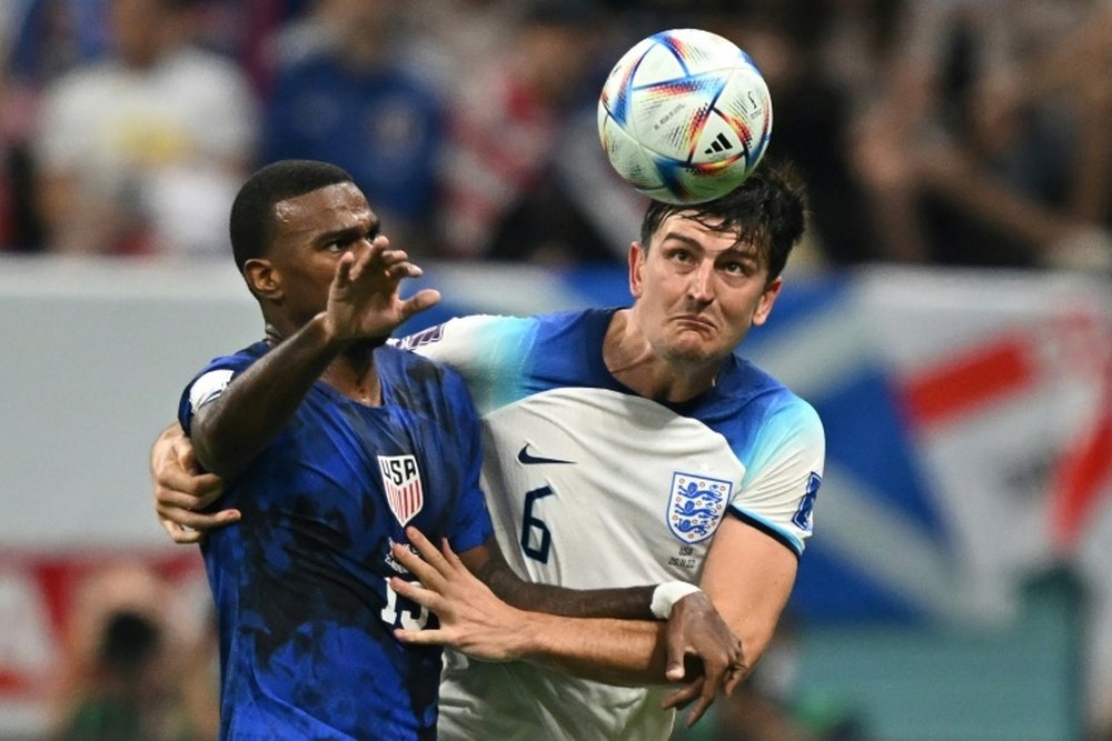 The much criticised Maguire (R) is having a terrific World Cup. AFP