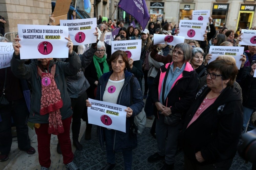 Hundreds of people rallied against a court ruling overturning Alves rape conviction. AFP