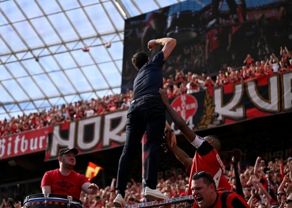 Xabi Alonso celebrated his last game at the BayArena. AFP