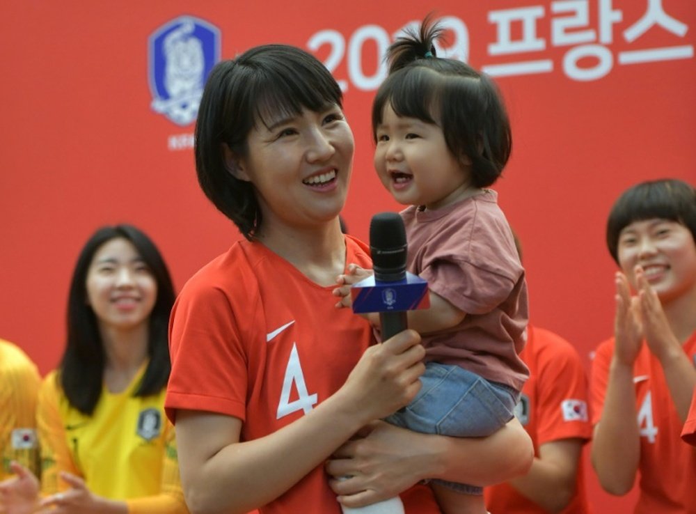 Hwang Bo-ram will become the first mother to play for South Korea. AFP