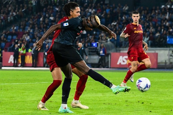 Victor Osimhen netted the only goal as Napoli beat Roma. AFP