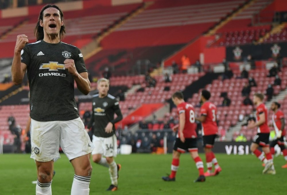 Edinson Cavani of Man Utd faces former club PSG on Wednesday. AFP