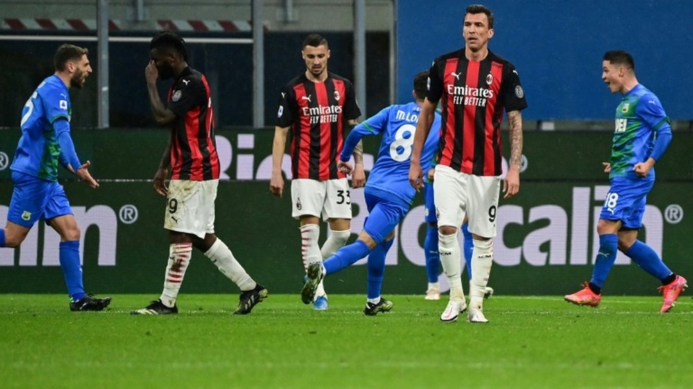 Sassulo shocked AC Milan 1-2 at the San Siro. AFP