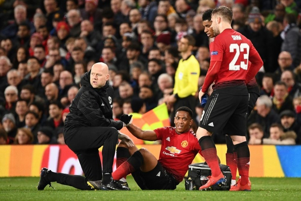 Anthony Martial is out with a knee injury. AFP
