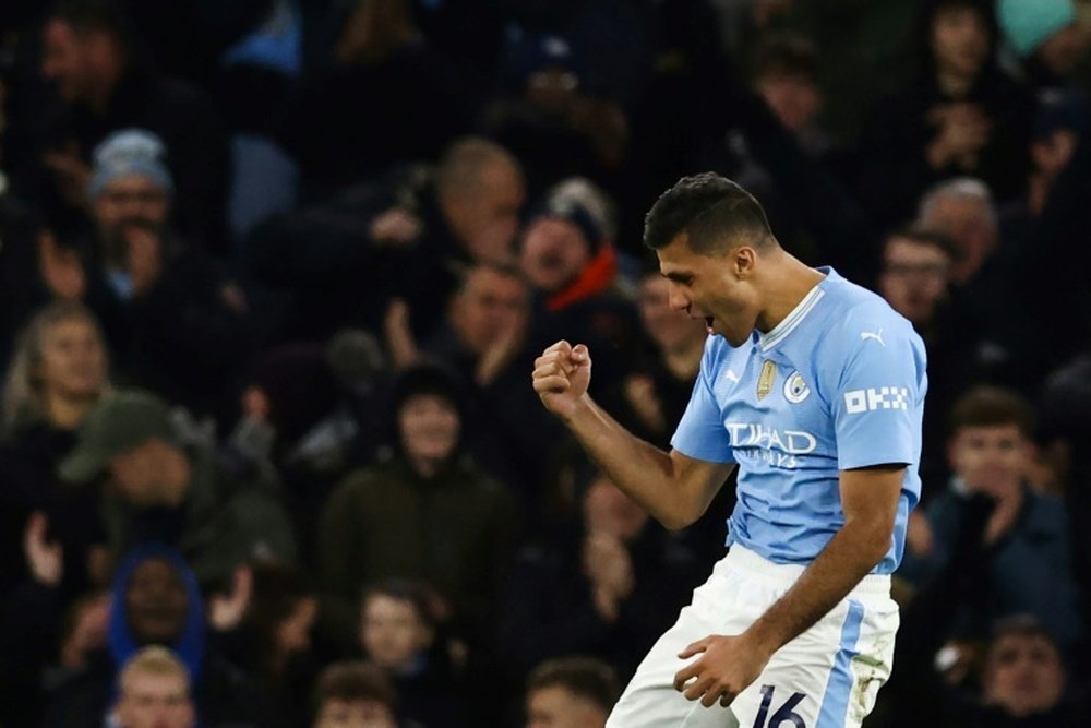 Rodri scored in Manchester City's 3-1 win over Burnley. AFP