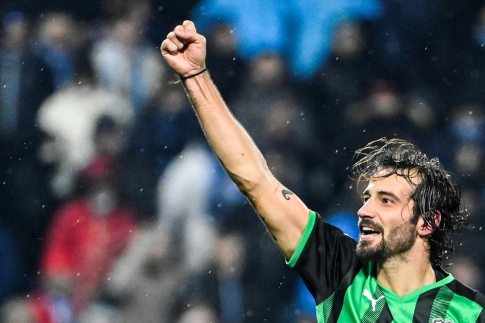 Gian Marco Ferrari headed in the late leveller for Sassuolo against Napoli. AFP