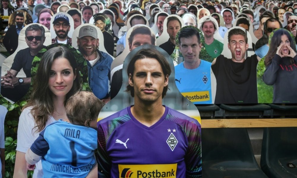 Cardboard cut outs of fans was one of the unusual sights in the Bundesliga this weekend. AFP