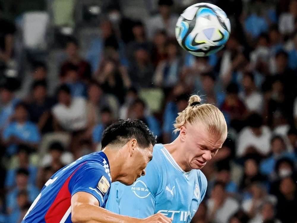 Erling Haaland scored twice in Tokyo. AFP
