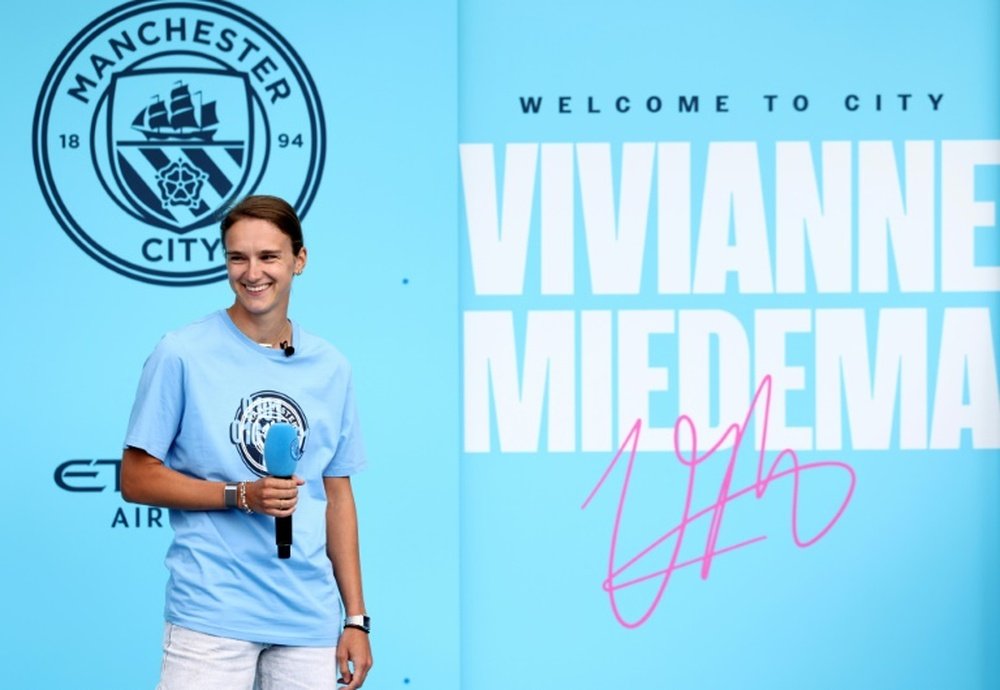 Man City forward Vivianne Miedema signed the open letter to FIFA. AFP