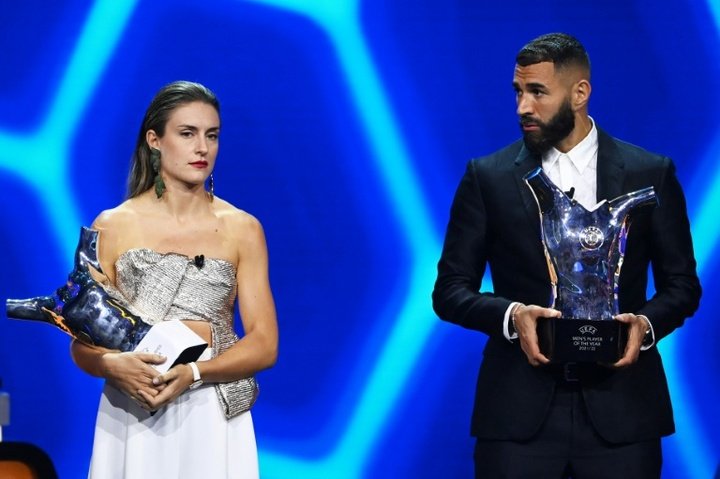 Alexia Putellas and Karim Benzema won the women's and men's player of the year. AFP
