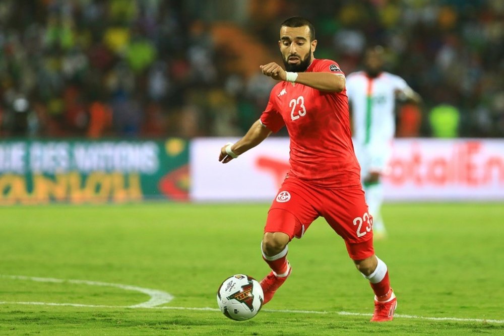 Naim Sliti playing against Burkina Faso in an Africa Cup of Nations quarter-final. AFP