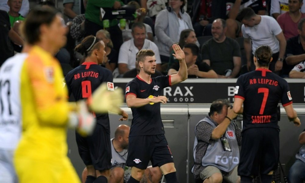 Werner scored twice as Leipzig made it three wins from three. AFP