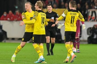 Brandt strikes twice as Dortmund earn harm-hit win at Stuttgart