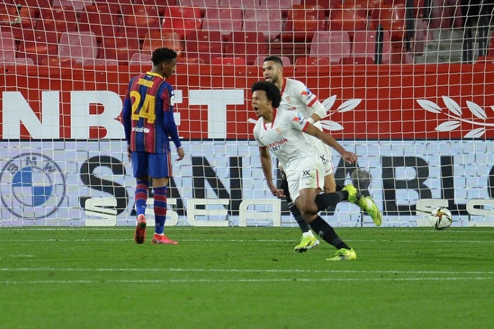 Jules Kounde in Sevilla's 2-0 win over Barcelona. AFP