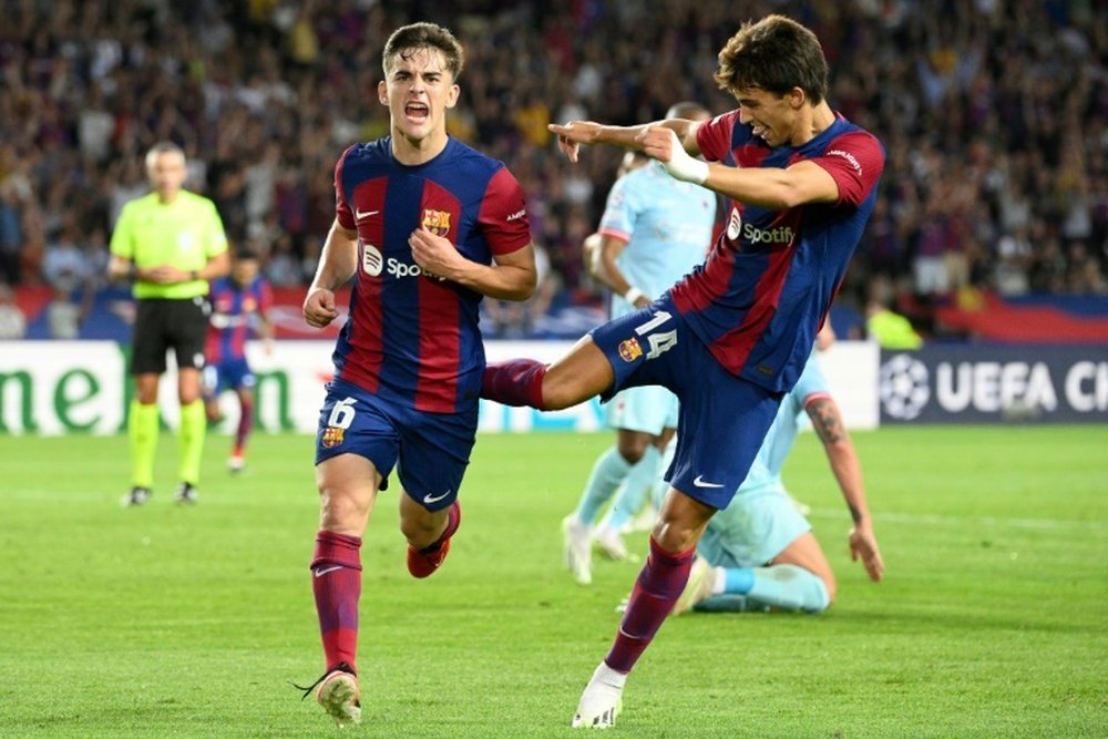 Felix scored a brace on his Champions League debut for Barca. AFP