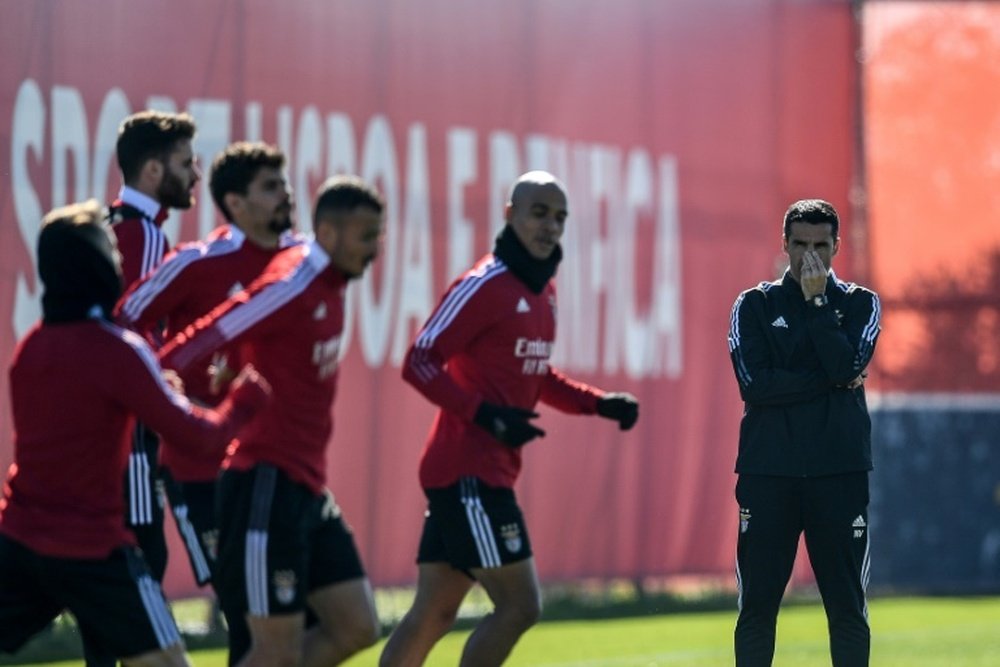 Nelson Verissimo is in his second stint as Benfica interim coach. AFP