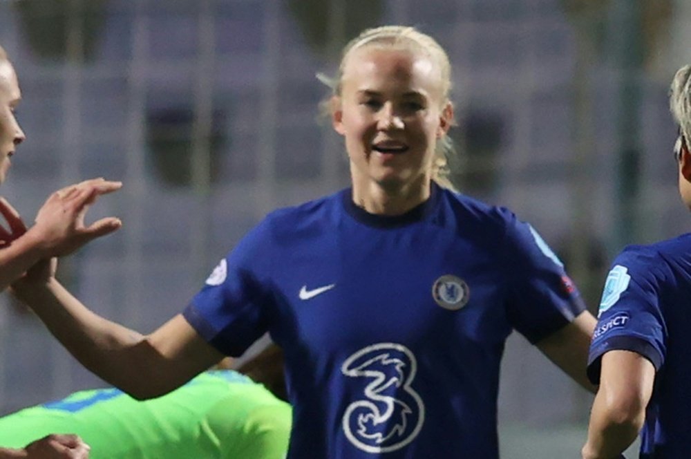 Pernille Harder scored a late equaliser to salvage a 3-3 draw for Chelsea against Wolfsburg. AFP