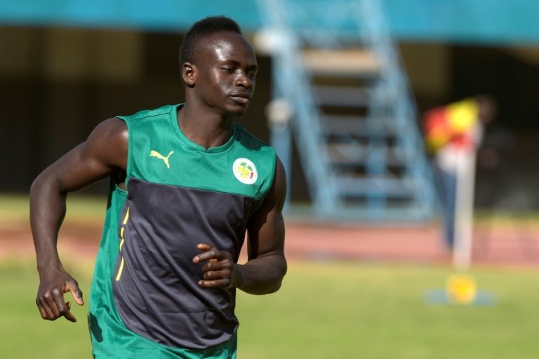 Liverpool's Sadio Mane in a training session with Senegal. AFP