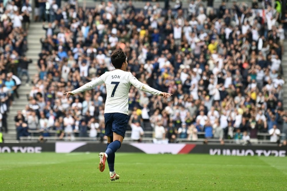 Tottenhams Son Heung-Min celebrates after scoring against Watford. AFP
