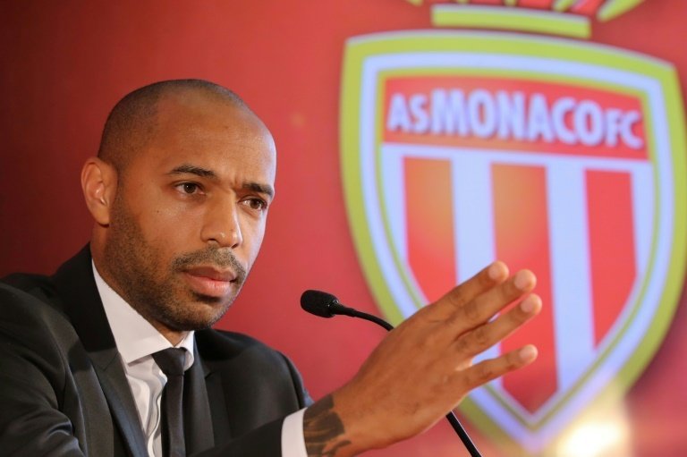 Thierry Henry gives his first press conference as Monaco manager after taking over at Monaco. AFP
