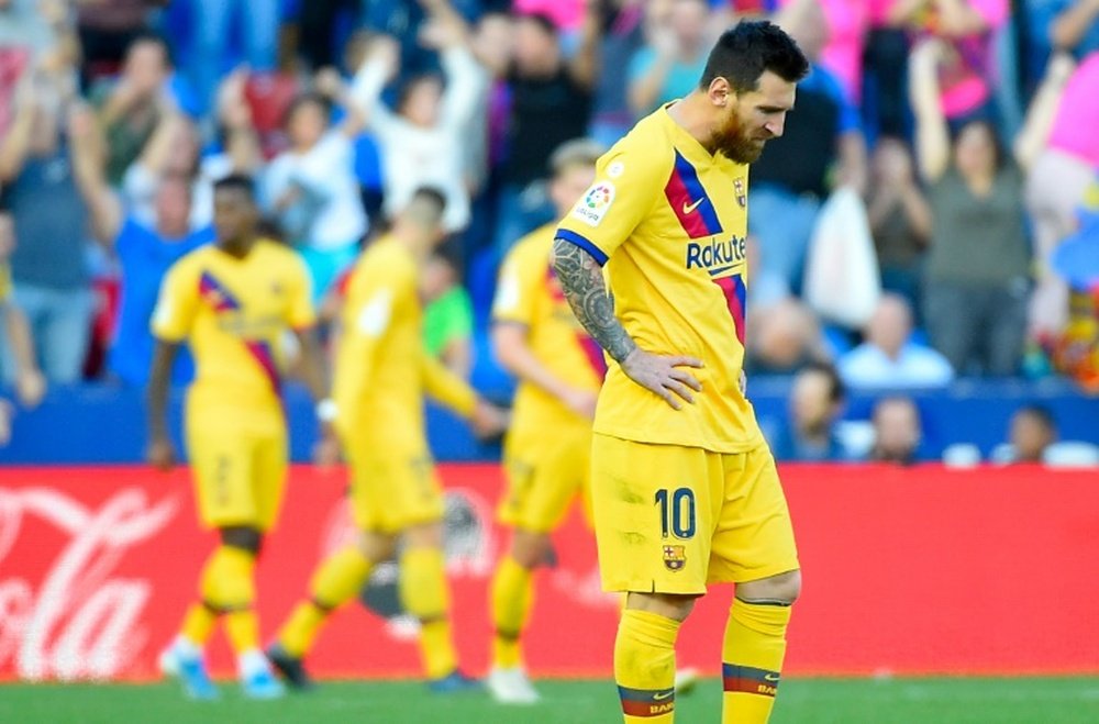 Messi gave Barcelona the lead, but he ended up on the losing side v Levante. AFP