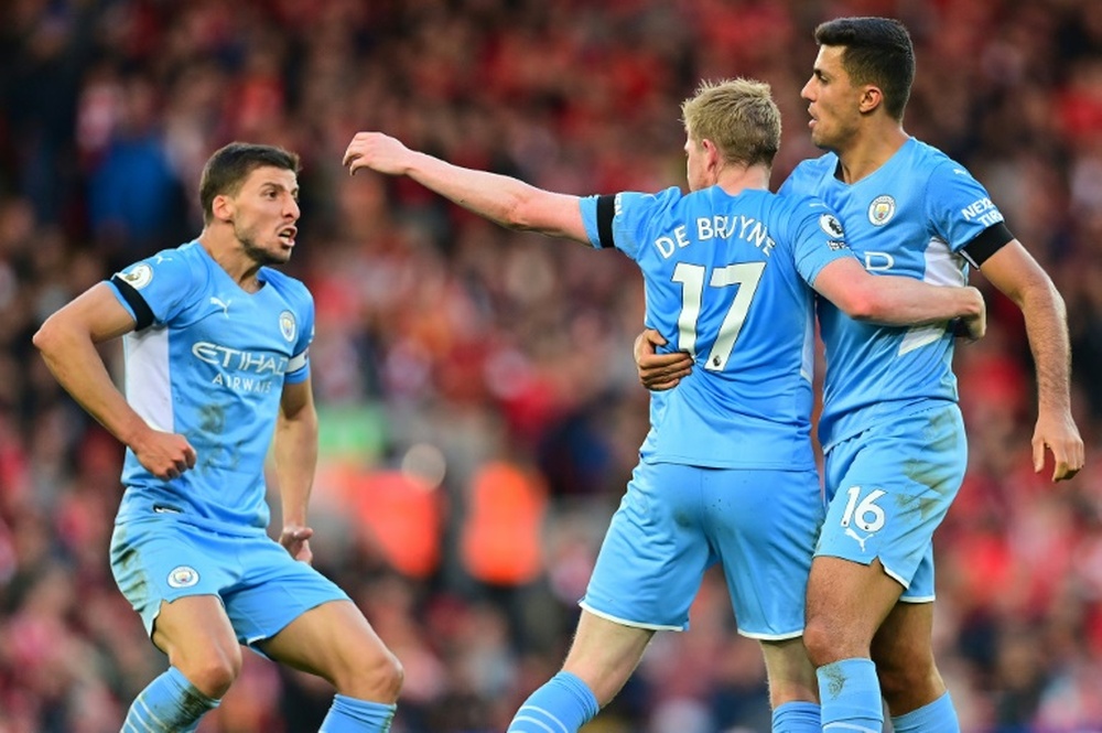Man City got a late equaliser at Liverpool. AFP