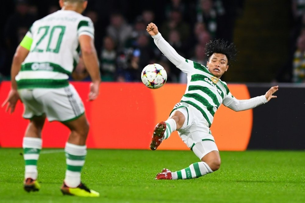 Reo Hatate scored twice as Celtic easily beat St Johnstone. AFP