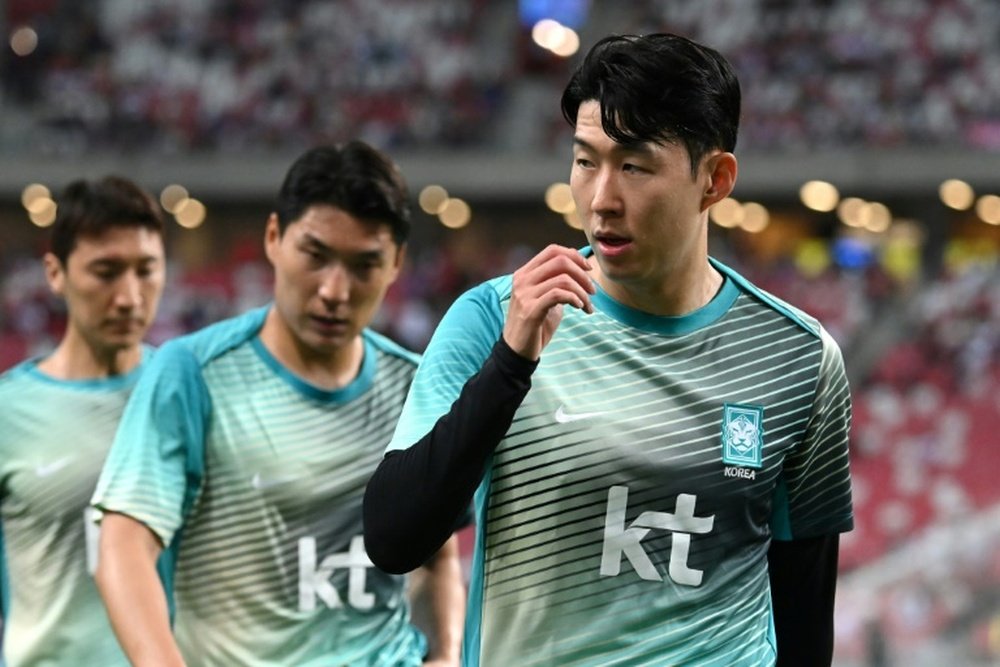 Son Heung-min scored two goals for South Korea against Singapore. AFP