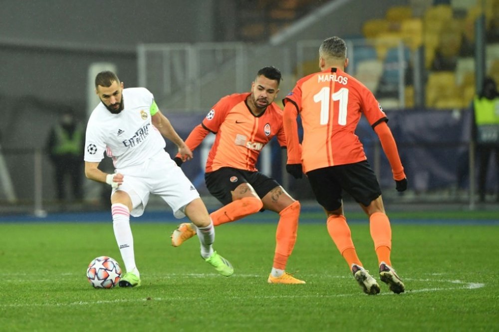Dentinho scored the first of Shakhtar's goals as they beat Real Madrid 2-0. AFP
