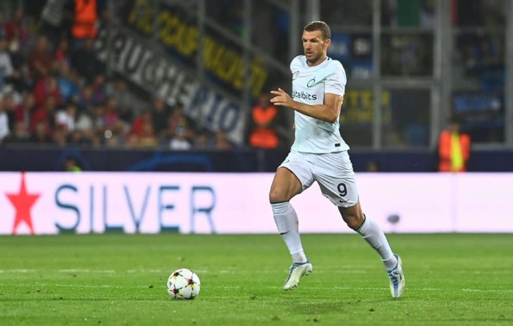 Edin Dzeko scored as Inter won at Plzen. AFP