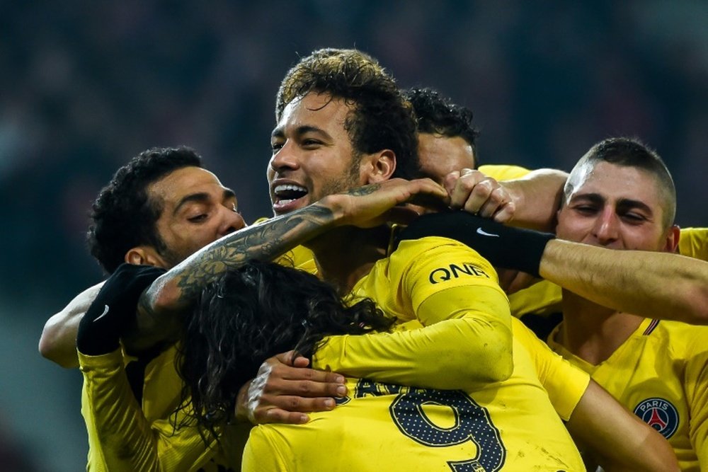 Neymar scored a sublime free-kick as PSG cruised past Lille. AFP