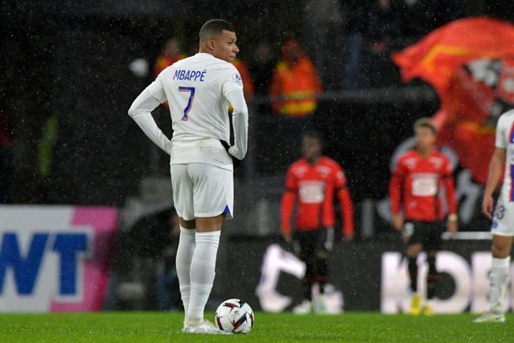 Mbappe came off the bench as Paris Saint-Germain lost 1-0 to Rennes in Ligue 1. AFP