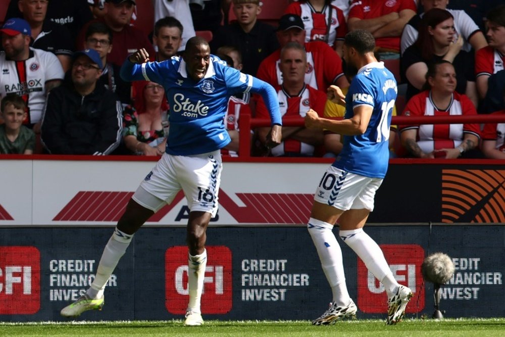 Doucoure's opener was Everton's first league goal this season. AFP