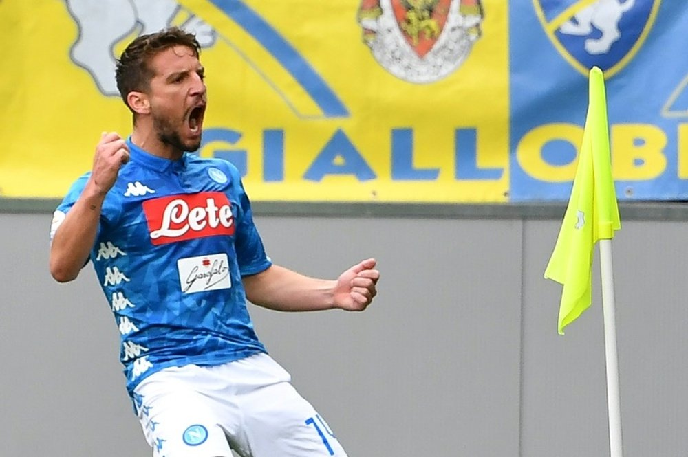 Mertens has now scored as many goals for Napoli as the great Maradona did. AFP