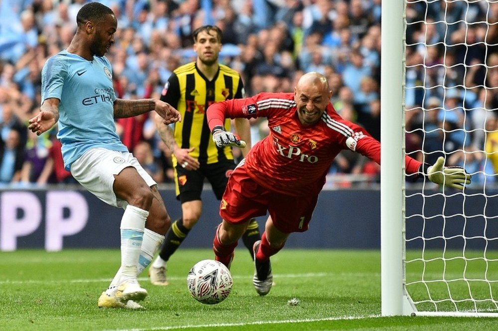 Sterling netted a hat-trick in Man City's thrashing of Watford. AFP