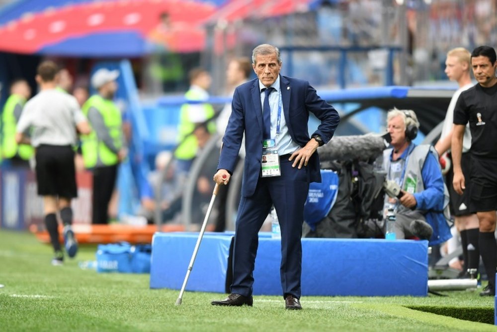 Oscar Tabarez's side crashed out of the World Cup against France. AFP