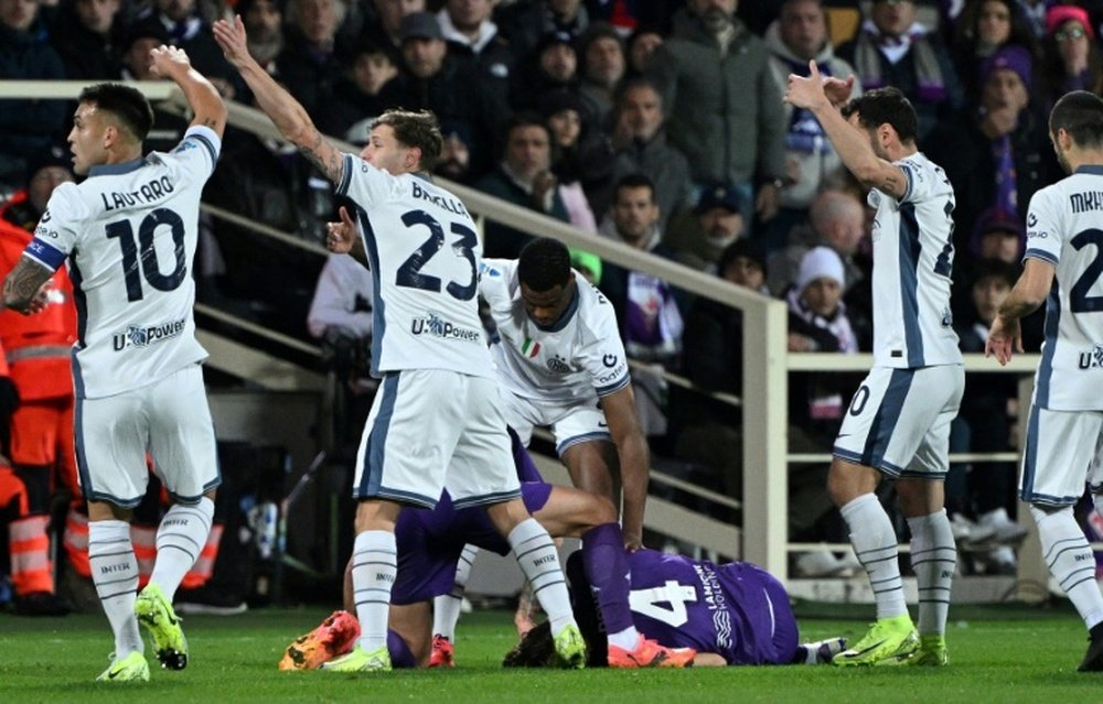 Edoardo Bove collapsed early in Fiorentina's Serie A fixture with Inter Milan. AFP
