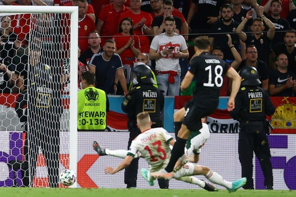 Goretzka's late equaliser sent Germany through to the last 16. AFP