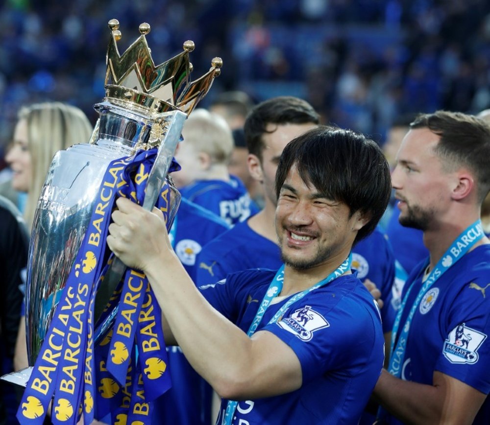 Shinji Okazaki won the Premier League with Leicester City in 2016. AFP
