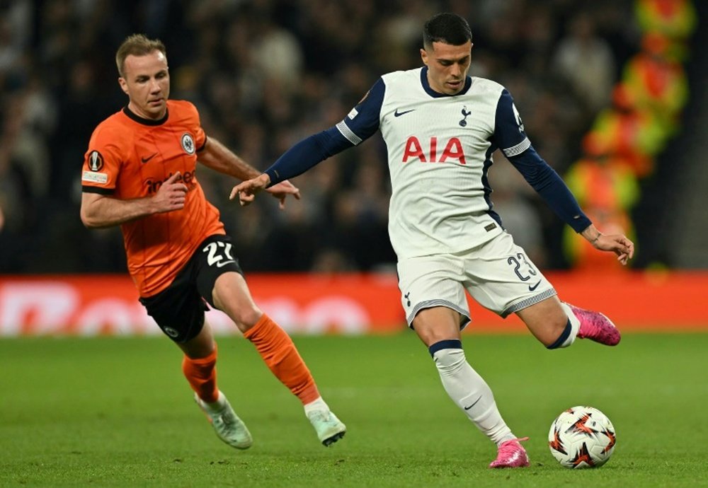 Porro scored Tottenhams equaliser against Eintracht Frankfurt. AFP