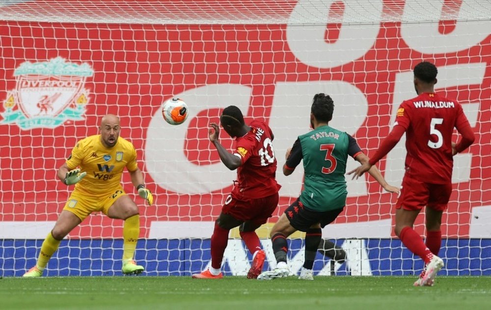 Sadio Mane (C) scored in Liverpool's victory over Aston Villa. AFP