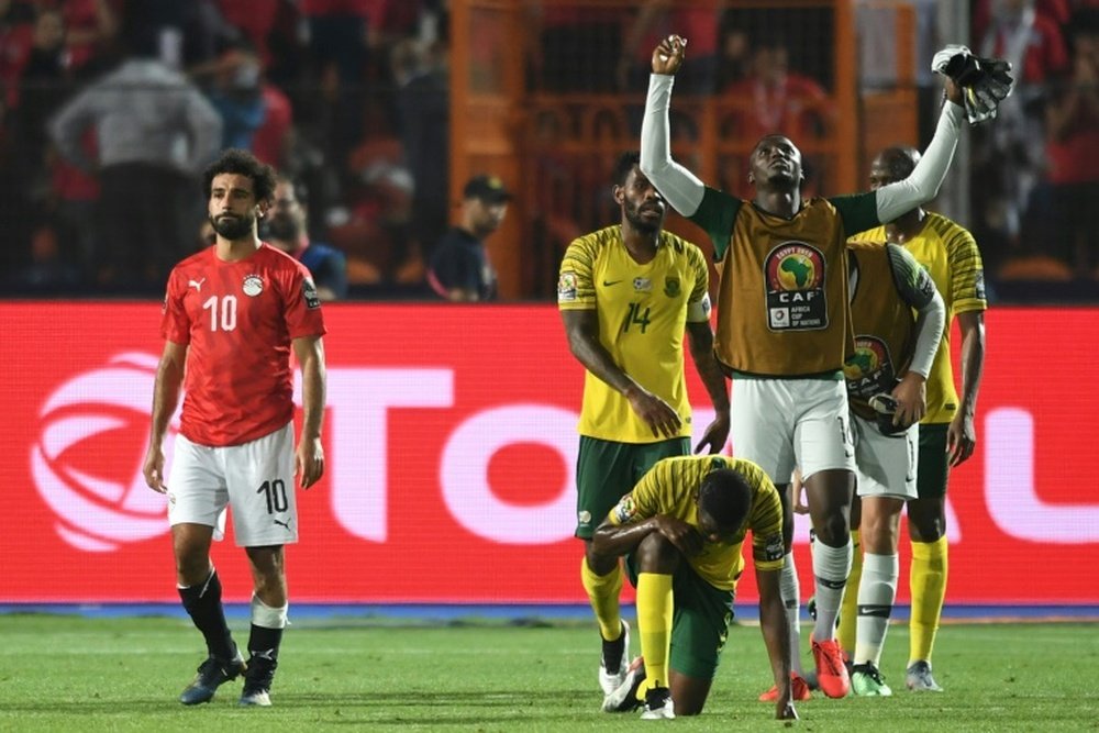 Salah and Egypt were dumped out of the Cup of Nations by South Africa. AFP